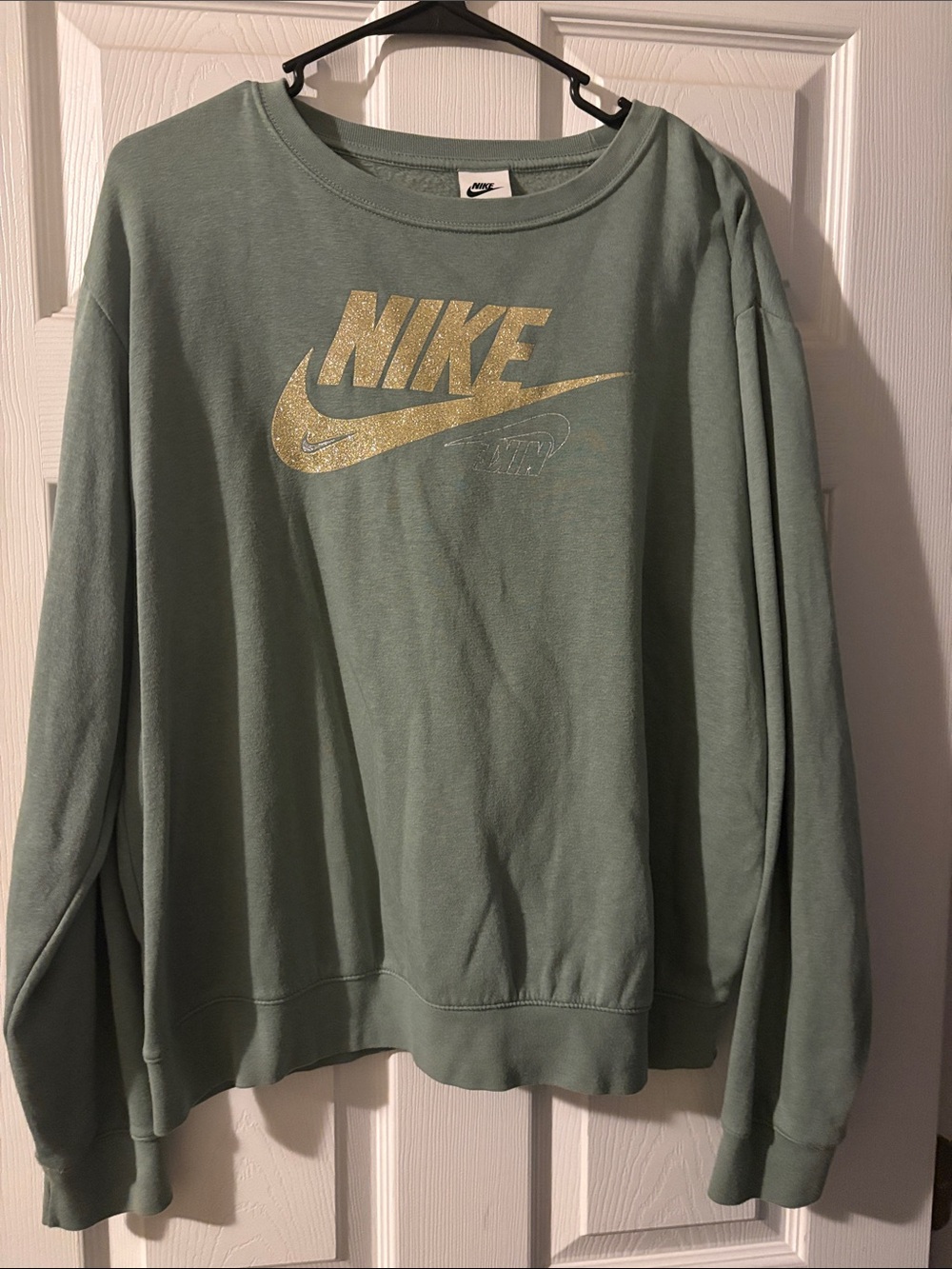 Nike Women’s Sage Green Crewneck with Gold Swoosh